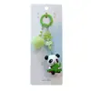 Chaveiro Corrente de Celular Panda Peludo Chaveiro Panda com Contas Pingente Decoração de Mochila de Casal Pequeno Presente