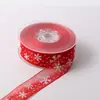 Cinta navideña estampada con transferencia de calor, cinta navideña con estampado dorado, cinta floral para envolver regalos con serigrafía