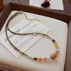 Collar de Acero de Titanio Colorido de Piedra Natural que No se Desvanece para Mujer, Cadena de Clavícula de Cuentas Versátil Elegante de Gama Alta de Nicho para Primavera y Verano