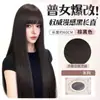 Peluca Negra Larga Recta con Flequillo Completo Estilo Dulce y Fresco Nocturno para Mujer, Aumenta el Volumen del Cabello, Se Puede Peinar Libremente, Adecuada para Uso Diario, Peluca de Cabeza Completa