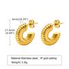 Pendientes huecos de acero de titanio hilo hueco de acero inoxidable pendientes en forma de C joyería dorada para mujer al por mayor ES-368