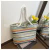 Bolso de Hombro Tejido de Paja de Gran Capacidad, Bolso de Hombro de Moda y Versátil, Bolso de Mano Casual de Bloques de Color de Nicho, Bolso Tote