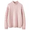 Suéter de Caxemira com Flor de Cânhamo Outono/Inverno 2026 Novo Camisa Básica Feminina de Gola Alta Meia Espessura Estilo Suave Suéter Quente Espesso