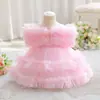 Amazon Falda Rosa Plisada Esponjosa para Niñas Vestido de Primer Cumpleaños Infantil Falda de Princesa para Dama de Honor Falda de Malla para Pastel de Bebé