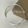Pulseira Aberta Lisa de Círculo Simples em Prata de Lei S925 para Mulheres, Estilo Minimalista, Luxo Leve, Sensação de Alto Padrão, Versátil