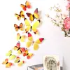 Pacote com 12 Adesivos de Borboleta Impressos Tridimensionais Sala de Estar Quarto Parede de Fundo da TV Adesivos de Borboleta Coloridos H-023