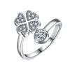 Anel Trevo de Quatro Folhas Jinjiahua com Joias de Diamante, o Mesmo Anel Aberto de Quatro Folhas Micro-Cravado Fashion