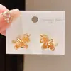 Pendientes Ankela Aguja de Plata Circonita Caballo Rojo para el Año del Caballo, Pendientes de Lujo Ligero de Gama Alta, Elegantes y Modernos Accesorios de Oreja para Mujer
