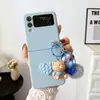Funda para Teléfono Samsung Galaxy Z flip3/4 Muñeco de Dibujos Animados Bola de Pelo Diamante Corazón Cubierta Protectora Resistente a Caídas