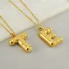 Venta Caliente Transfronteriza 26 Collares con Alfabeto Inglés A-Z Letra Gruesa O Cadena Chapada en Oro de 18K Colgante de Letra Burbuja para Mujeres