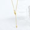 Colar de moda japonesa e coreana corrente longa para suéter primavera e verão feminino popular geométrico com nó e franja aço titânio ouro 18k feminino M045