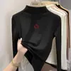 Camiseta interior base de forro polar de doble cara para niñas, nueva camiseta casual versátil con estampado de dibujos animados, camiseta de cuello alto a la moda
