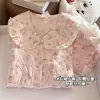 Nuevo cárdigan de manga larga y pantalón largo para primavera y otoño con cuello de muñeca, conjunto clásico a cuadros rosa para casa para niñas y niños mayores