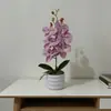 Gran Adorno de Bonsái de Orquídea Phalaenopsis de 6 Flores Decoración Artificial de Flores para el Hogar Accesorio para Fotografía de Bodas Planta Artificial de Flores