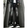 Pantalones acampanados de tres rayas estilo americano para hombre, pantalones de otoño con vibra high-street, marca de moda, geniales y elegantes, pantalones de pierna recta con bloques de color estilo callejero