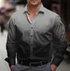 Camisa de otoño de manga larga para hombre, europea y americana, transfronteriza, con estampado 3D, estilo casual de negocios, diseño de bloques de color degradado