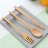 Fábrica de Origen Juego de Cuchara, Tenedor y Palillos de Madera Portátil para Viaje Vajilla Cuchara y Palillos Estilo Japonés de Madera de Loto Venta al por Mayor Personalización