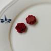 Otoño e Invierno Flocado Flor Camelia Resina Parche Accesorios DIY Hecho a Mano Aretes Adorno para la Cabeza Carcasa para Teléfono Móvil Material de Joyería