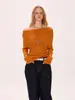 MOKACAKE2026 Otoño/Invierno Nuevo Suéter de Punto de Lana para Mujer Naranja-Naranja Hombro Diagonal Un Solo Hombro Estilo Perezoso Sentido del Diseño Top