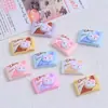 Lindo miau chocolate comida juego dibujos animados diy joyería pegamento de crema resina pequeños accesorios hebilla de zapato con agujero material