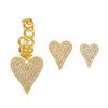 Pendientes de Moda Hechos a Medida de Fábrica, Colgantes de Corazón a la Moda, Set de Pendientes de Tres Piezas Completamente Pavimentado con Diamantes Súper Brillantes, Pendientes para Mujer Transfronterizos