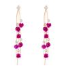 Brincos de flor de rosa femininos, estilo francês, leves, luxuosos, longos, com borla de strass, estilo europeu e americano, elegantes, brincos de celebridades da internet