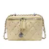 Bolso Pequeño Cuadrado Acolchado Estilo Tweed Diamante Brillante para Mujer Verano 2025 Bolso Caja Simple Versátil Bolso Cruzado de Cadena a la Moda