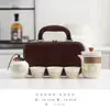 Conjunto de Chá de Viagem Portátil Estilo Camping ao Ar Livre Equipamento para Preparar Chá de Viagem Acompanha Copo Rápido Um Bule Três Xícaras
