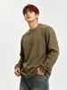 Camiseta de Manga Larga Pesada 270g para Hombre Blanca Holgada Off-Shoulder Ropa Exterior Cuello Redondo Top de Algodón Puro Otoño e Invierno Ropa de Pareja