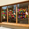 2027 Escaparate Coloridos FelizAñoNuevo Pegatinas Electrostáticas para Puertas de Vidrio Decoraciones de Ovejas de Dibujos Animados Calcomanías para Ventanas