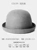 Sombrero de Pescador para Mujer de Lana Pequeño Sombrero de Cubeta de Lana Otoño e Invierno Japonés Versátil Casual Sombrero de Copa Pequeño de Castor a la Moda Borde Rizado Sombrero de Vuelta