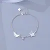 Pulseira de prata de lei S925 estilo coreano, artesanato CNC, estrela e lua em favo de mel para mulheres, personalizada para estudantes, criativa, toque de alta qualidade, atacado