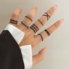 Conjunto de anillos negros de AliExpress para mujer, sencillos, de estilo Xi Feng Ha, de 9 piezas, al por mayor.