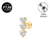 Nuevo Stud para Labio de Aleación de Titanio G23 Piercing con Rosca Interna de Fondo Plano Joyería Stud para Hélice Auricular Estilos Plateado y Dorado Venta al por Mayor