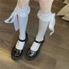 Calcetines de verano con lazo de encaje y pantorrilla, estilo JK Lolita, combinables, de tubo medio, para estudiantes y mujeres, transpirables.