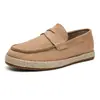 Mocasines Casuales Retro Británicos de Gamuza con Borde de Hierba para Hombre, Nuevos, Transpirables, de Caña Baja, Slip-On, Zapatos Individuales para Viajes Cotidianos