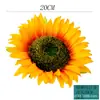 Flor de Girasol Artificial de Pétalos Finos Cabeza de Flor Falsa Decoración de Girasol Estilo Tema Monet Pared de Registro Foto