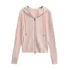 Sudadera con capucha y cremallera de terciopelo doble cara Otoño e Invierno Nueva Moda Versátil Ajustada Color Sólido Casual Deporte Top