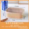 Caja de Empaque para Hielo de Taro, Vaso Desechable Redondo de Papel Kraft, Bol Casero para Ensalada de Frutas, Lonchera, Caja de Picnic con Tapa