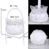 Cesta de flores para niña de boda estilo occidental, satén con encaje bordado con pedrería, cesta de pétalos de mano, cesta de flores para novia