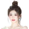 Peluca de Moño Bajo de Cabello Real Banda para el Cabello para Mujer Bolsa para el Cabello Estilo Antiguo Brote de Flor Banda para el Cabello Esponjosa Bolsa de Peluca de Cabello Humano Completo