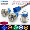 Interruptor de botão de pressão de metal de 19 mm com luz LED, à prova d'água, auto-recuperação, auto-travamento, 5V12V24V220V