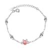 Pulsera de Gatos para Mujer Cristal Rosa Fresa Joyería Fresca de Orejas de Gato