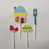 Nueva Casa de Campo Mori Cabaña Hongo Decoración de Pastel Molinillo de Viento Enchufe Indicador de Tráfico Valla Tarjeta Creativa