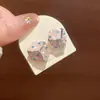 Pendientes Cuadrados de Concha con Diamantes Brillantes Estilo Fresco de Verano con Diseño Único, Pendientes de Alta Gama Versátiles y Elegantes para Mujer