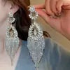 Pendientes de Borla con Flor de Zircón de Aguja de Plata Transfronterizos, Pendientes de Moda y Elegantes, Pendientes de Lujo Ligero y de Gama Alta, Diseño de Nicho