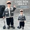 Roupa de trabalho masculina para limpar branco, casaco jeans tridimensional, roupas de primavera e outono, roupas jeans bonitas para crianças, roupas de comércio exterior para crianças, moda
