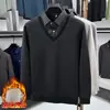 Nuevo Suéter de Punto Bordado de Terciopelo Falso de Dos Piezas para Invierno 2025 Moda para Personas de Mediana Edad Camisa con Cuello Sudadera Casual Básica