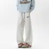 Calça de moletom esportiva retrô americana com estampa de cachorro dachshund para mulheres, novo estilo de primavera 2026, calça casual de rua reta larga solta