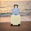 Bolsa de Maquillaje Vertical de Gran Capacidad para Mujer, Se Puede Colgar en una Maleta, con Espejo, Patrón Cruzado de PU, Bolsa de Almacenamiento Impermeable para Mujer